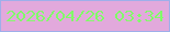 文字の大きさ：3、枠の色：9eafea、背景の色：e2a9dc、文字の色：82fc6a 無料ブログパーツのブログ時計