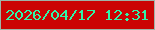 文字の大きさ：3、枠の色：9eb4a8、背景の色：cb0403、文字の色：2ff6a9 無料ブログパーツのブログ時計