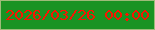 文字の大きさ：1、枠の色：9ebb79、背景の色：1a9323、文字の色：fa1401 無料ブログパーツのブログ時計