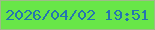 文字の大きさ：5、枠の色：9ebb88、背景の色：68e648、文字の色：2475af 無料ブログパーツのブログ時計