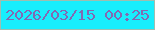 文字の大きさ：1、枠の色：9ebeb0、背景の色：18eefd、文字の色：8269b3 無料ブログパーツのブログ時計
