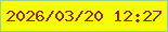 文字の大きさ：5、枠の色：9ecf92、背景の色：f6fe05、文字の色：99281c 無料ブログパーツのブログ時計
