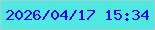 文字の大きさ：4、枠の色：9ed1cc、背景の色：4fe9e2、文字の色：0b01f1 無料ブログパーツのブログ時計