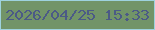 文字の大きさ：3、枠の色：9ed2de、背景の色：729468、文字の色：4b5a86 無料ブログパーツのブログ時計