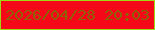 文字の大きさ：2、枠の色：9edb14、背景の色：f50918、文字の色：8f6206 無料ブログパーツのブログ時計