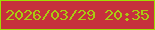 文字の大きさ：1、枠の色：9ede03、背景の色：c6303c、文字の色：aaca12 無料ブログパーツのブログ時計