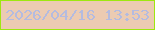 文字の大きさ：2、枠の色：9ee710、背景の色：eccbb2、文字の色：b4bbe0 無料ブログパーツのブログ時計