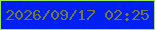 文字の大きさ：4、枠の色：9ee758、背景の色：0020f1、文字の色：757b37 無料ブログパーツのブログ時計