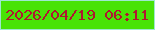 文字の大きさ：5、枠の色：9ee8d0、背景の色：48e306、文字の色：b01631 無料ブログパーツのブログ時計