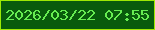 文字の大きさ：4、枠の色：9ee904、背景の色：095b0c、文字の色：66ec51 無料ブログパーツのブログ時計