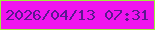 文字の大きさ：3、枠の色：9eee3b、背景の色：f014ef、文字の色：5b1890 無料ブログパーツのブログ時計
