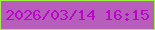 文字の大きさ：1、枠の色：9ef53f、背景の色：b75dbc、文字の色：ba06c7 無料ブログパーツのブログ時計