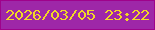 文字の大きさ：2、枠の色：9f028b、背景の色：9e27a8、文字の色：f2d725 無料ブログパーツのブログ時計