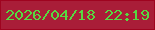 文字の大きさ：3、枠の色：9f031f、背景の色：a91d38、文字の色：56d941 無料ブログパーツのブログ時計