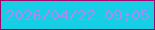 文字の大きさ：2、枠の色：9f046b、背景の色：16cfe4、文字の色：aa8af5 無料ブログパーツのブログ時計