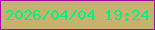 文字の大きさ：3、枠の色：9f07a8、背景の色：c6b26e、文字の色：08f085 無料ブログパーツのブログ時計