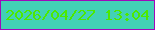 文字の大きさ：2、枠の色：9f09ba、背景の色：42d1b5、文字の色：4de900 無料ブログパーツのブログ時計