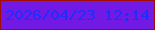 文字の大きさ：2、枠の色：9f0d04、背景の色：721ae4、文字の色：1f2cfa 無料ブログパーツのブログ時計