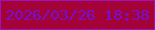 文字の大きさ：4、枠の色：9f0fc2、背景の色：a50338、文字の色：7210d6 無料ブログパーツのブログ時計