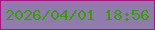 文字の大きさ：4、枠の色：9f177f、背景の色：907cac、文字の色：379c06 無料ブログパーツのブログ時計