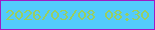 文字の大きさ：5、枠の色：9f1bc4、背景の色：53cbfc、文字の色：98cf61 無料ブログパーツのブログ時計