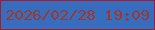 文字の大きさ：5、枠の色：9f1f2f、背景の色：376dbe、文字の色：9f372a 無料ブログパーツのブログ時計