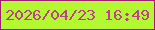 文字の大きさ：2、枠の色：9f1f70、背景の色：b3f831、文字の色：be4190 無料ブログパーツのブログ時計