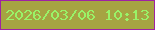 文字の大きさ：2、枠の色：9f22a3、背景の色：a6a442、文字の色：99f368 無料ブログパーツのブログ時計