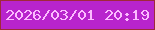 文字の大きさ：3、枠の色：9f293b、背景の色：b824cd、文字の色：fcbbff 無料ブログパーツのブログ時計
