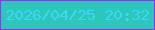 文字の大きさ：2、枠の色：9f2afd、背景の色：2ec5bb、文字の色：36dafb 無料ブログパーツのブログ時計