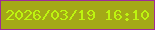 文字の大きさ：5、枠の色：9f2b98、背景の色：a4a916、文字の色：bef410 無料ブログパーツのブログ時計