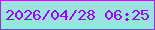 文字の大きさ：1、枠の色：9f2cd8、背景の色：9de2e2、文字の色：9a06f4 無料ブログパーツのブログ時計