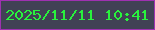 文字の大きさ：2、枠の色：9f31b1、背景の色：414155、文字の色：29f23d 無料ブログパーツのブログ時計