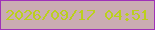文字の大きさ：3、枠の色：9f31b8、背景の色：caacb2、文字の色：bbd01d 無料ブログパーツのブログ時計