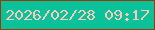 文字の大きさ：3、枠の色：9f3707、背景の色：09c299、文字の色：facabe 無料ブログパーツのブログ時計