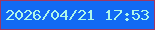 文字の大きさ：1、枠の色：9f3764、背景の色：126af4、文字の色：aef7e9 無料ブログパーツのブログ時計