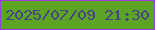 文字の大きさ：4、枠の色：9f3add、背景の色：5ea424、文字の色：464387 無料ブログパーツのブログ時計