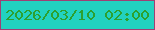 文字の大きさ：3、枠の色：9f4074、背景の色：22d2c0、文字の色：2ca02f 無料ブログパーツのブログ時計