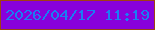 文字の大きさ：2、枠の色：9f4112、背景の色：8801db、文字の色：1a7ef3 無料ブログパーツのブログ時計