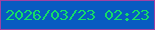 文字の大きさ：3、枠の色：9f41a3、背景の色：075bc1、文字の色：14dc68 無料ブログパーツのブログ時計