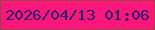 文字の大きさ：1、枠の色：9f4247、背景の色：fe177b、文字の色：28236c 無料ブログパーツのブログ時計