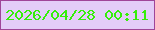 文字の大きさ：2、枠の色：9f4599、背景の色：e3ccf8、文字の色：36ee09 無料ブログパーツのブログ時計