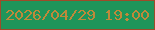 文字の大きさ：4、枠の色：9f4b29、背景の色：1f955a、文字の色：c0893a 無料ブログパーツのブログ時計
