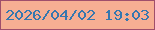 文字の大きさ：1、枠の色：9f4e6b、背景の色：f6ae93、文字の色：3577af 無料ブログパーツのブログ時計