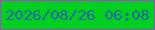 文字の大きさ：3、枠の色：9f4ebb、背景の色：01d021、文字の色：2367a3 無料ブログパーツのブログ時計