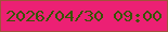 文字の大きさ：4、枠の色：9f533a、背景の色：ec2074、文字の色：375404 無料ブログパーツのブログ時計