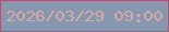 文字の大きさ：2、枠の色：9f5a7a、背景の色：8697af、文字の色：d5a9a6 無料ブログパーツのブログ時計