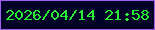 文字の大きさ：1、枠の色：9f5ff0、背景の色：020227、文字の色：27f037 無料ブログパーツのブログ時計