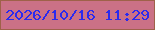 文字の大きさ：2、枠の色：9f6149、背景の色：cb7186、文字の色：2a2aee 無料ブログパーツのブログ時計