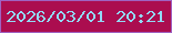 文字の大きさ：4、枠の色：9f62c2、背景の色：ab0d4f、文字の色：92daf5 無料ブログパーツのブログ時計